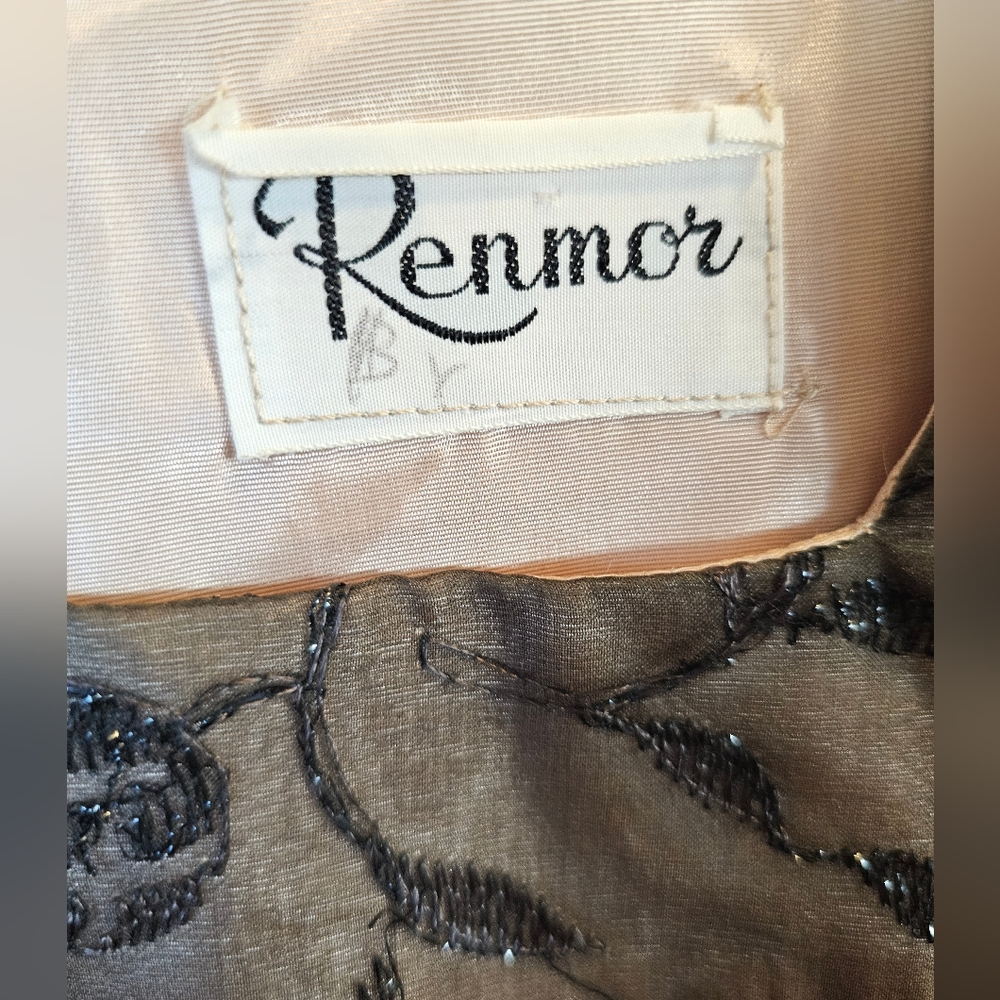 Vintage VTG 1960s Renmor Black & Brown Sparkle Retro Dapper Day Dress Volupe XL - Picture 4 of 5